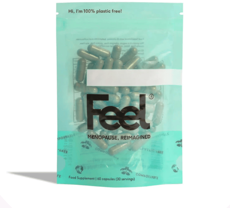 A packet of Feel Menopause supplements
